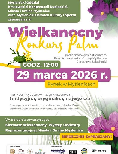 Zaproszenie na Wielkanocny Konkurs Palm na Rynku w Myślenicach