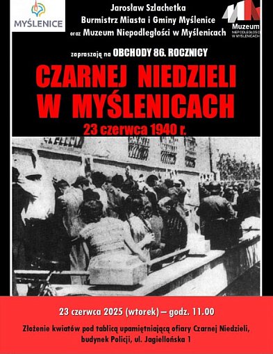 Zaproszenie na Obchody 86. rocznicy Czarnej Niedzieli w Myślenicach