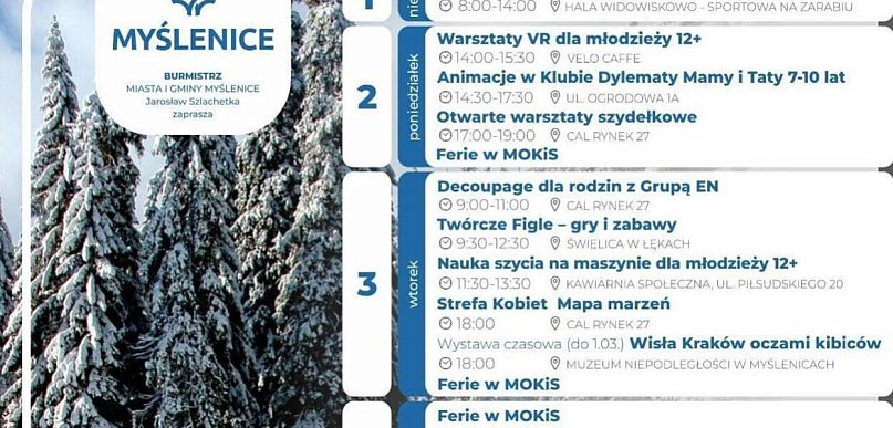 Luty w Myślenicach pełen koncertów, warsztatów i wystaw- kalendarz wydarzeń