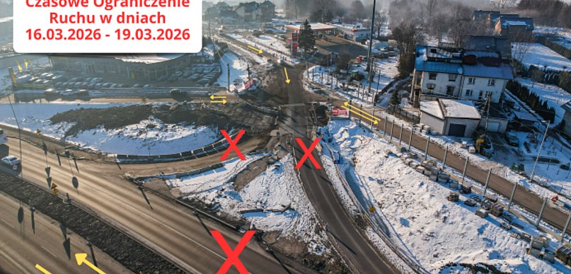 Zmiana organizacji ruchu przy nowym węźle na zakopiance w Myślenicach