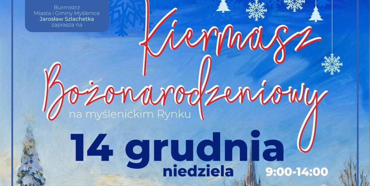 Zaproszenie na Jarmark Bożonarodzeniowy w Myślenicach