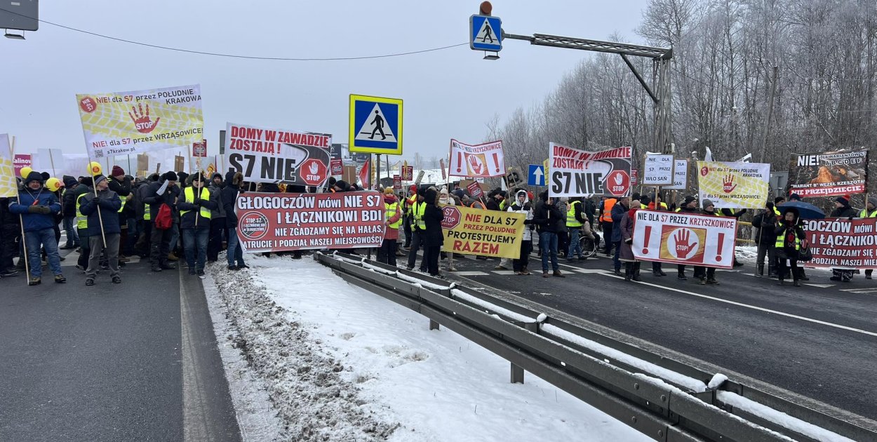 Protest na Zakopiance ! Mieszkańcy kolejny raz mówią "NIE" dla wariantów S7