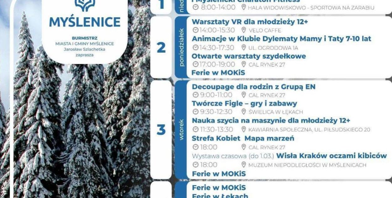 Luty w Myślenicach pełen koncertów, warsztatów i wystaw- kalendarz wydarzeń